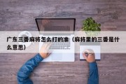 广东三番麻将怎么打的准（麻将里的三番是什么意思）